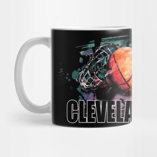 Retro Pattern Cleveland Basketball Classic Style Mug